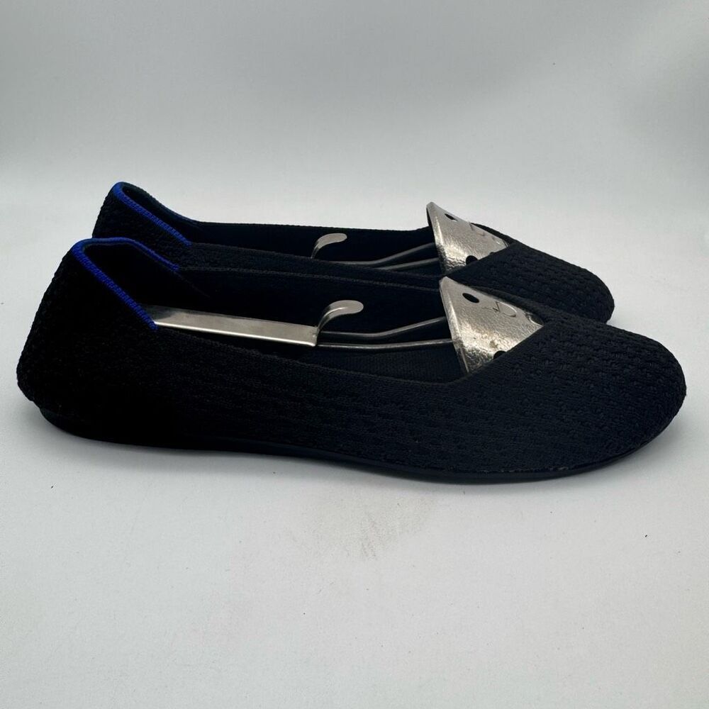 Rothys Ballet Flats Solid Black‎ Size 7 1/2 Round Toe Blue Halo